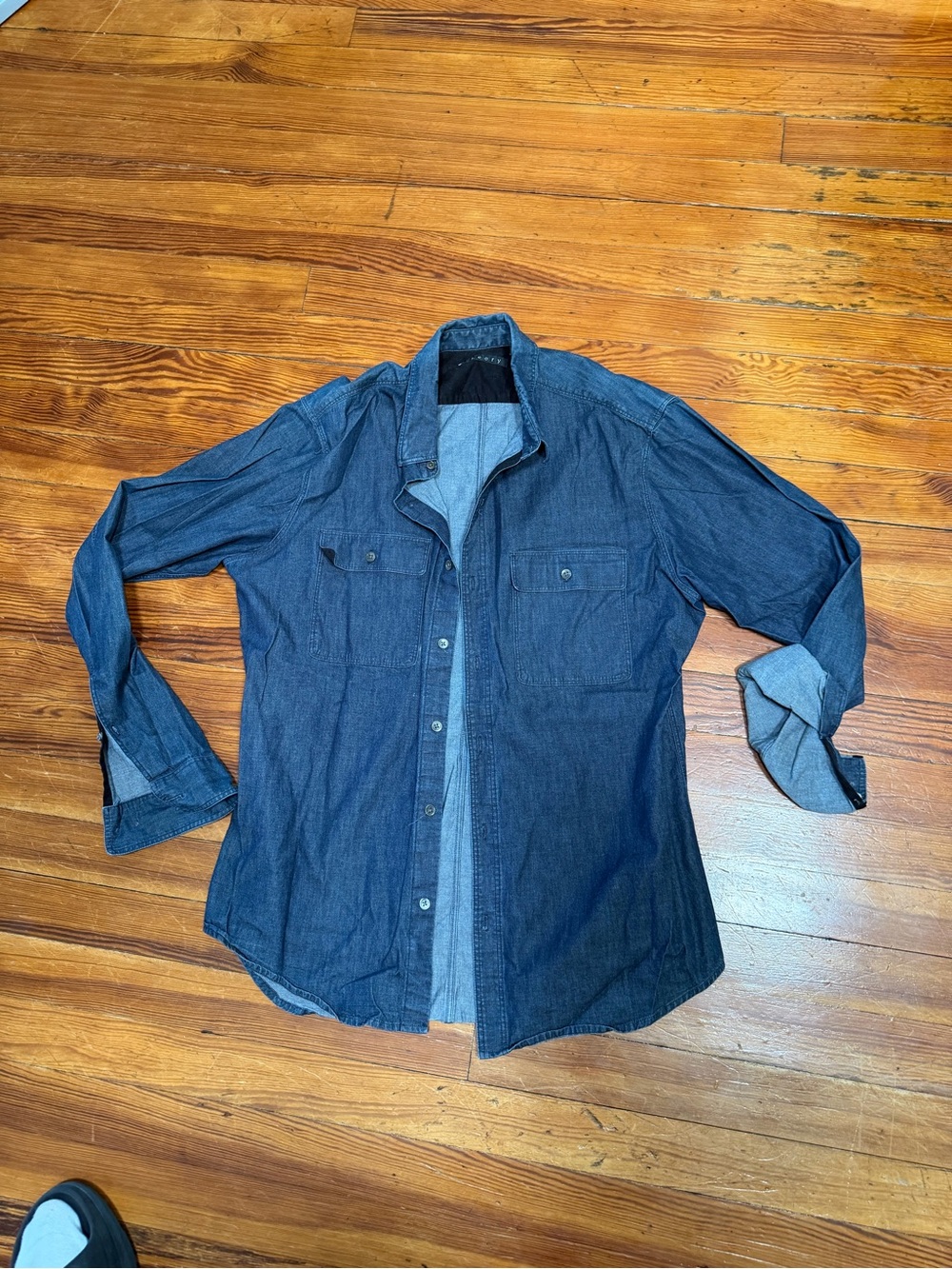 Men's Denim Button-Up Shirt - Dark Blue